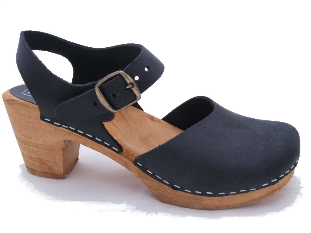 DOLLY Black- wooden clog sandal 